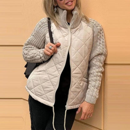 ⏳Begrenzte Zeit 50% Rabatt💥Gestrickte Patchwork-Pufferjacke für Damen
