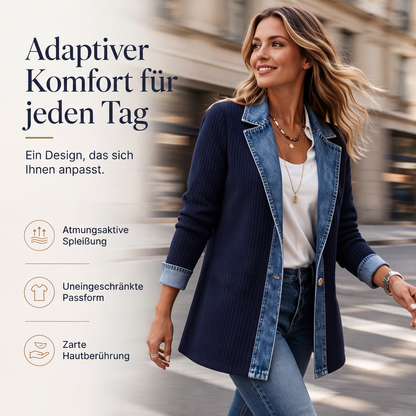 🔥Heißer Verkauf 60% Rabatt🧥Gerippte Strickjacke mit Deni - Lässiger Chic für jeden Tag🎁