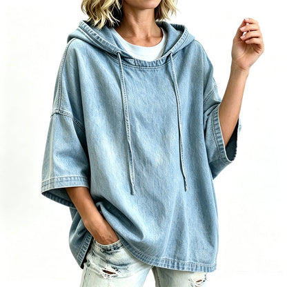 👚 50 % RABATT | Lässig, locker & unkompliziert – Damen Denim-Hoodie in entspannter Passform