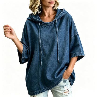 👚 50 % RABATT | Lässig, locker & unkompliziert – Damen Denim-Hoodie in entspannter Passform